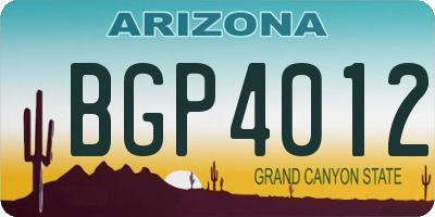 AZ license plate BGP4012