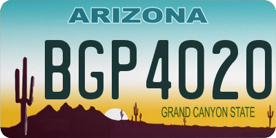 AZ license plate BGP4020