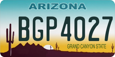 AZ license plate BGP4027