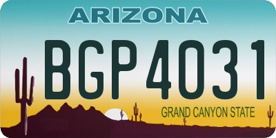 AZ license plate BGP4031