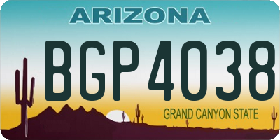 AZ license plate BGP4038