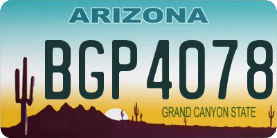 AZ license plate BGP4078