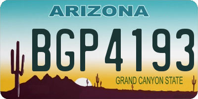 AZ license plate BGP4193