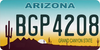 AZ license plate BGP4208
