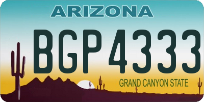 AZ license plate BGP4333
