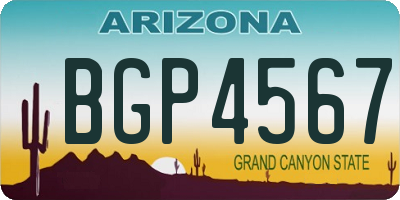 AZ license plate BGP4567