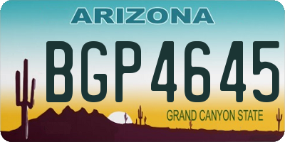 AZ license plate BGP4645