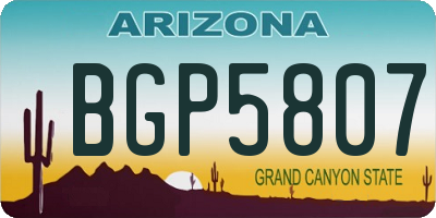 AZ license plate BGP5807