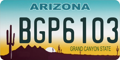 AZ license plate BGP6103