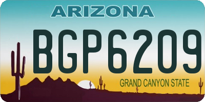 AZ license plate BGP6209