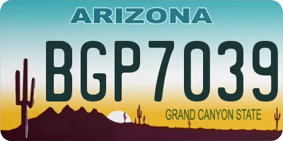 AZ license plate BGP7039