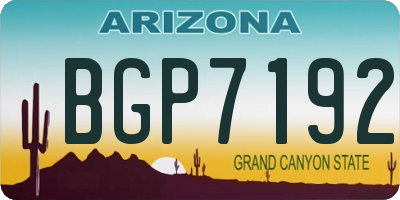 AZ license plate BGP7192