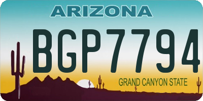 AZ license plate BGP7794