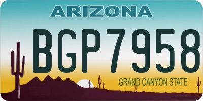 AZ license plate BGP7958