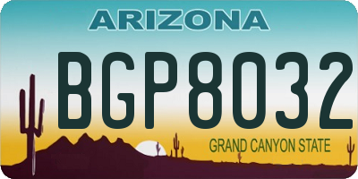 AZ license plate BGP8032