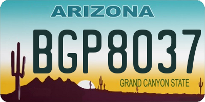 AZ license plate BGP8037