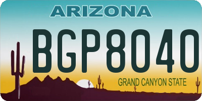 AZ license plate BGP8040