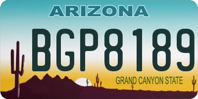 AZ license plate BGP8189