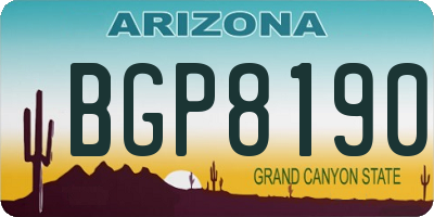AZ license plate BGP8190