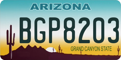AZ license plate BGP8203
