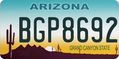 AZ license plate BGP8692