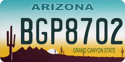 AZ license plate BGP8702