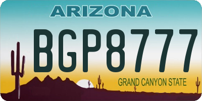 AZ license plate BGP8777