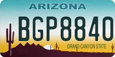 AZ license plate BGP8840