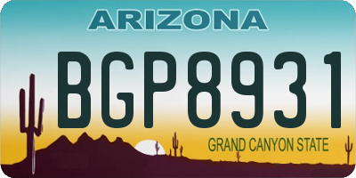 AZ license plate BGP8931