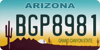 AZ license plate BGP8981
