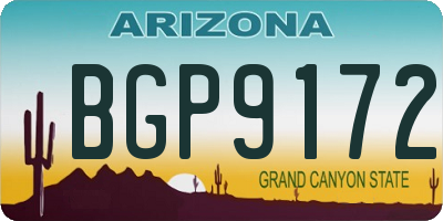 AZ license plate BGP9172