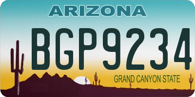 AZ license plate BGP9234