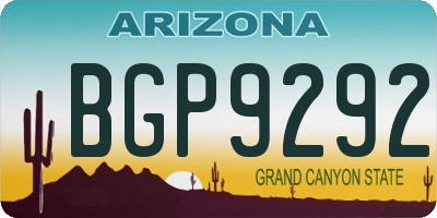 AZ license plate BGP9292