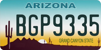 AZ license plate BGP9335