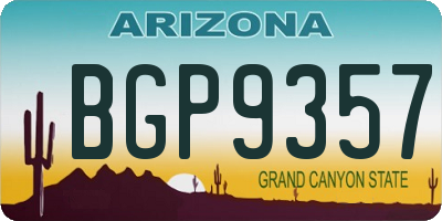 AZ license plate BGP9357