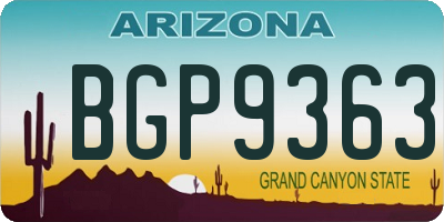 AZ license plate BGP9363