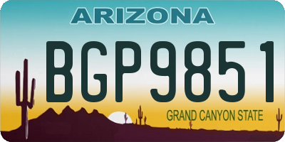 AZ license plate BGP9851