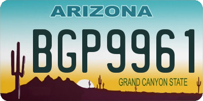 AZ license plate BGP9961