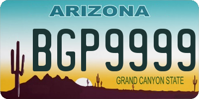 AZ license plate BGP9999