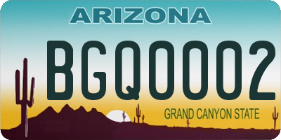 AZ license plate BGQ0002