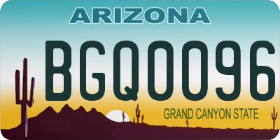 AZ license plate BGQ0096