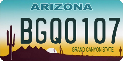 AZ license plate BGQ0107