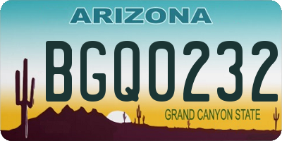 AZ license plate BGQ0232