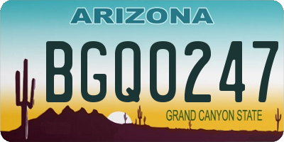 AZ license plate BGQ0247
