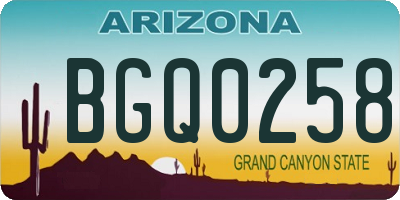 AZ license plate BGQ0258