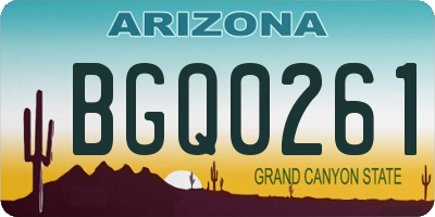 AZ license plate BGQ0261