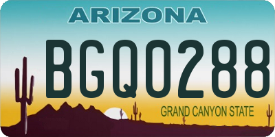AZ license plate BGQ0288