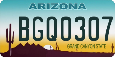 AZ license plate BGQ0307
