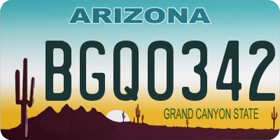 AZ license plate BGQ0342