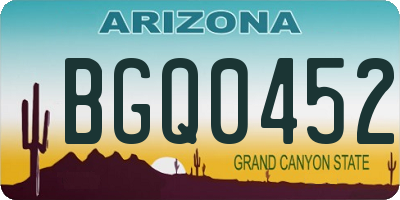 AZ license plate BGQ0452